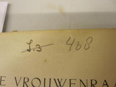  Acht en Twintigste Algemeene Vergadering op 27, 28 en 29 April 1927 in Het Schouwburggebouw te Deventer (1927);- (Manus, Rosa;International Archive of Women's Movement), Von Hand: Signatur, Nummer; 'S.3'. ;- (International Archive of Women's Movement;Manus, Rosa), Von Hand: Exemplarnummer, Nummer; '468'. 