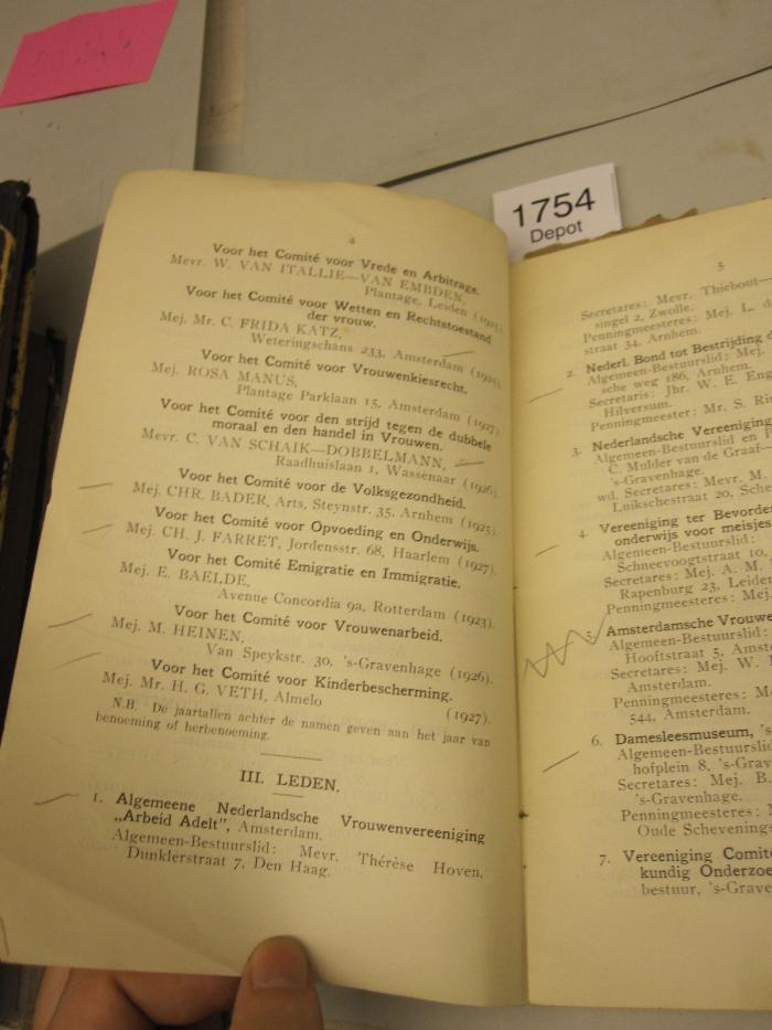  Acht en Twintigste Algemeene Vergadering op 27, 28 en 29 April 1927 in Het Schouwburggebouw te Deventer (1927);- (unbekannt), Von Hand: Annotation. 