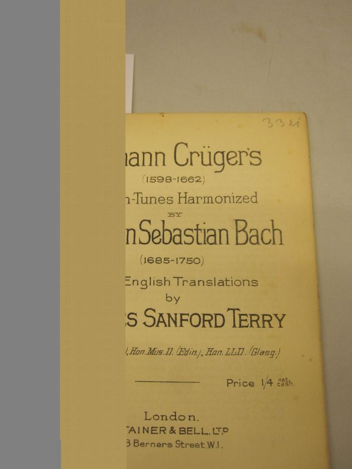  Johann Crüger's (1598-1662) hymn-tunes harmonized by Johann Sebastian Bach (1685-1750) (o.J.)