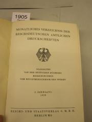  Monatliches Verzeichnis der reichsdeutschen amtlichen Druckschriften (1929)