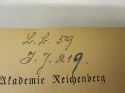 Die Neugestaltung des sudentendeutschen Schulwesens (1940);- (Gemischte Bürgerschule (Groß Waltersdorf)), Von Hand: Nummer; 'L. B. 59 I. J. 219.'. 
