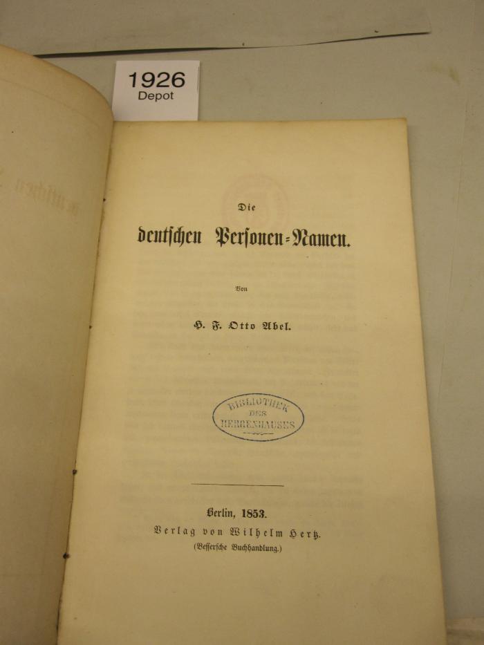  Die deutschen Personen-Namen (1853)
