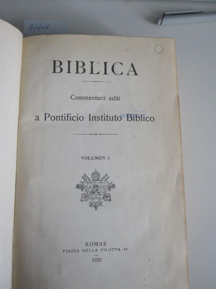 Ue 358: Biblica : Comentarii editi a Pontificio Instituto Biblici ; commentarii trimesters (1920)