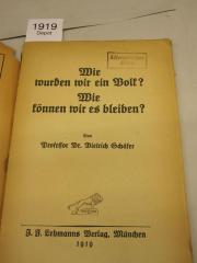  Wie wurden wir ein Volk? Wie können wir es bleiben? (1919)