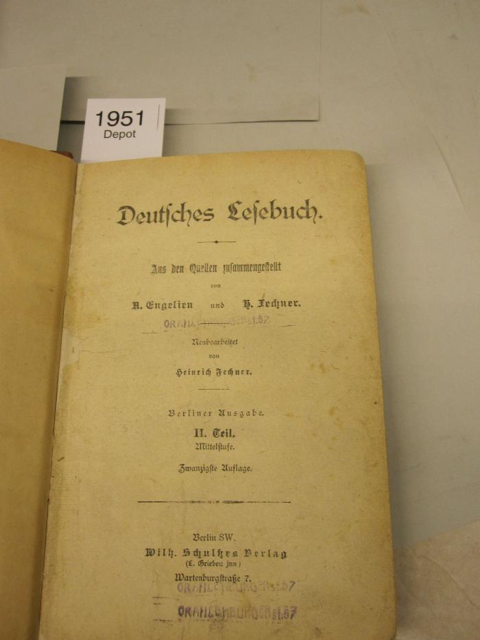  Deutsches Lesebuch : Aus den Quellen zusammengestellt : Berliner Ausgabe : Mittelstufe ([1910])