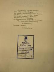 - (Städtische Volksbücherei Berlin-Köpenick), Stempel: Berufsangabe/Titel/Branche, Wappen, Name, Ortsangabe; 'Städtische Volksbücherei Berlin-Köpenick Hauptstelle'.  (Prototyp)