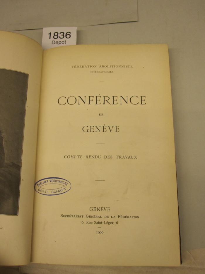  Conférence de Genève : Compte rendu des travaux (1900)