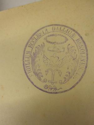  Reglements für die Compagnie des Consortiums der französischen Kirche zu Berlin (1876);- (Sigillum Ecclesiae Gallicae Berlolinensis), Stempel: Name, Ortsangabe; 'Sigillum Ecclesiae Gallicae Berlolinensis'. 