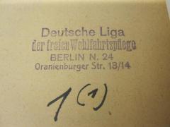 47 / 2740 (Deutsche Liga der freien Wohlfahrtspflege), Stempel: Name, Ortsangabe, Berufsangabe/Titel/Branche; 'Deutsche Liga der freien Wohlfahrtspflege Berlin N. 24 Oranienburger Str. 13/14'.  (Prototyp)