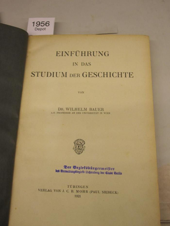  Einführung in das Studium der Geschichte (1921)