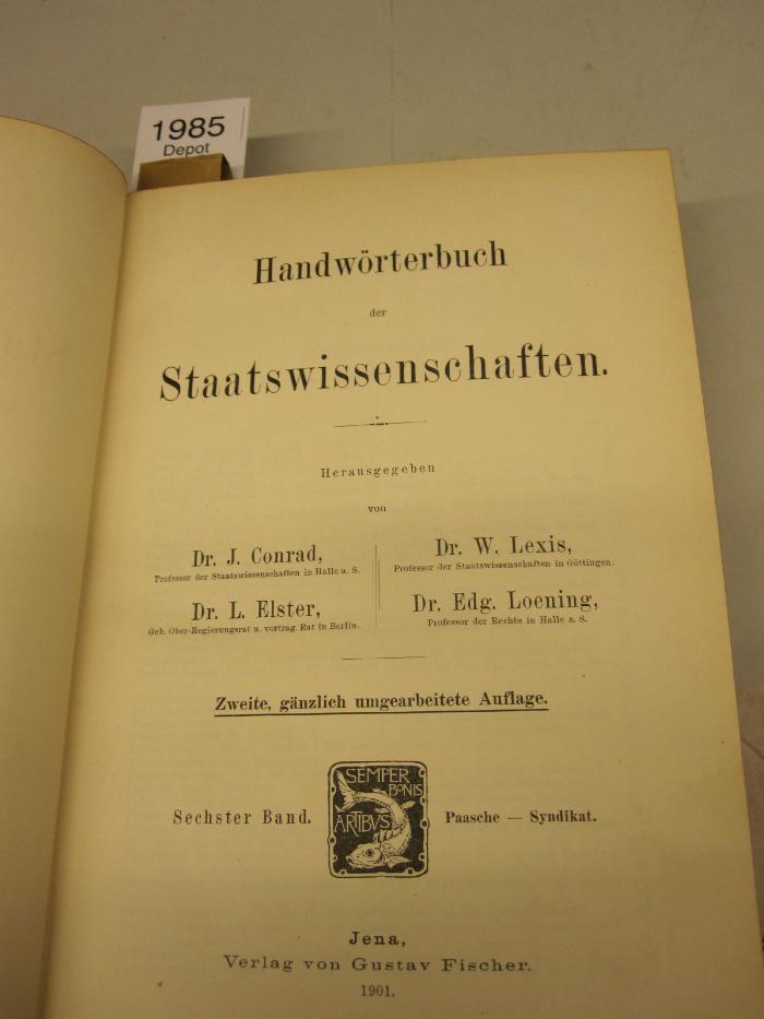  Handwörterbuch der Staatswissenschaften (1901)
