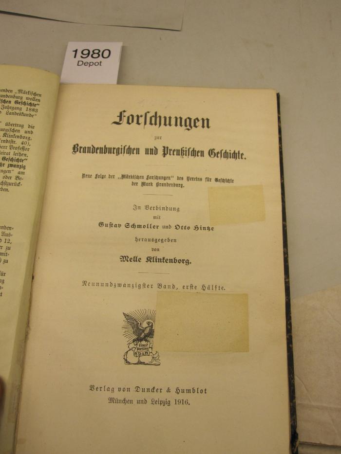  Forschungen zur Brandenburgischen und Preußischen Geschichte (1916)