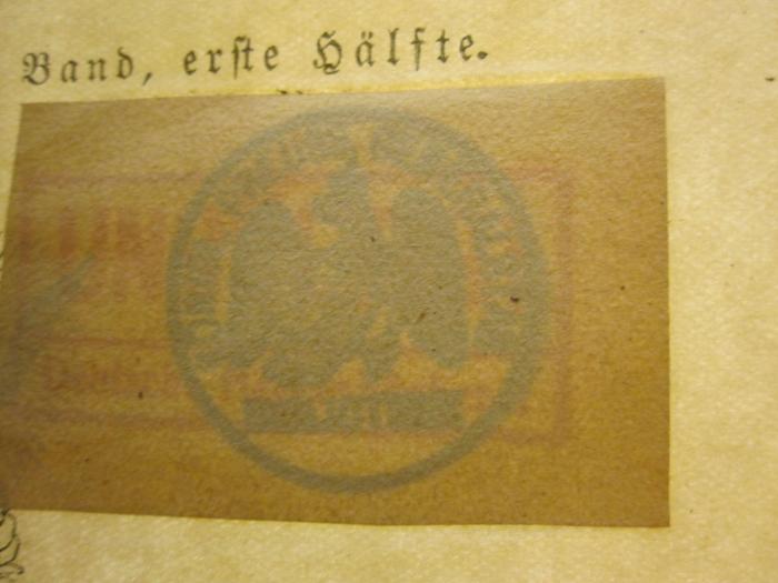  Forschungen zur Brandenburgischen und Preußischen Geschichte (1916);- (Deutsche Heeresbücherei (Berlin)), Stempel: Besitzwechsel: ungültig, Name; 'Ungültig! Deutsche Heeresbücherei'.  (Prototyp);-, Stempel: Wappen, Berufsangabe/Titel/Branche, Name; 'Koen Preuss [...] Bibliothek' (Prototyp)