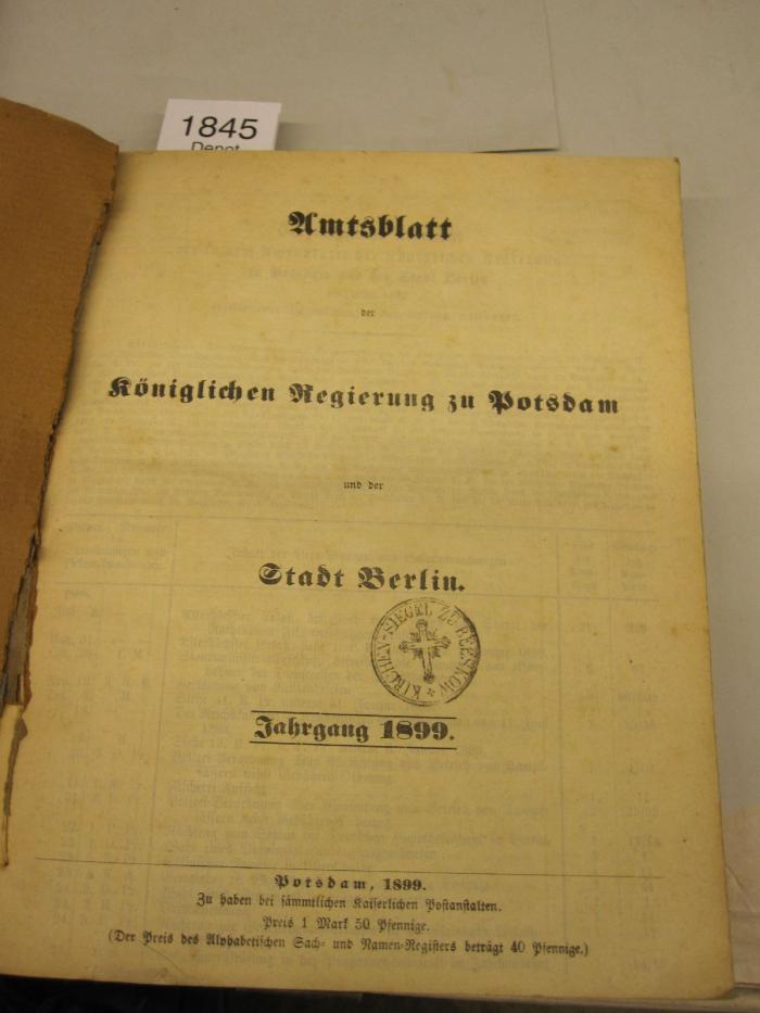  Amtsblatt der Königlichen Regierung zu Potsdam und der Stadt Berlin (1899)