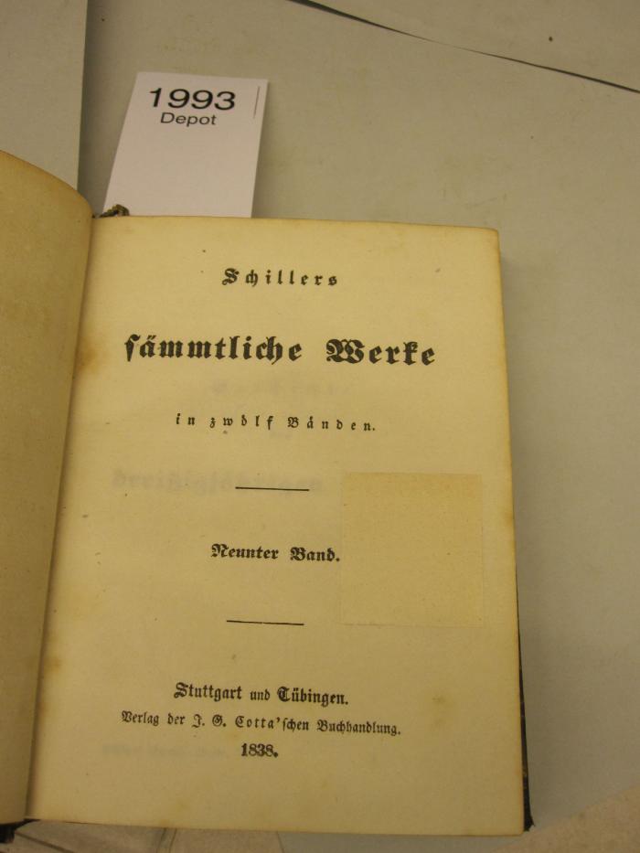  Schillers sämtliche Werke in zwölf Bänden : Neunter Band (1838)