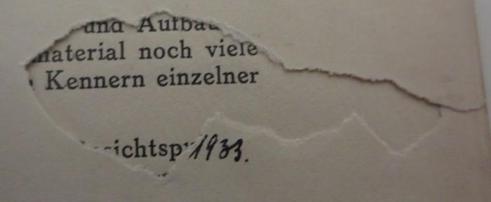  Geographische Wanderungen durch die Mark Brandenburg (1931);- (unbekannt), Ausriss: Datum; '[...]1933.'. 