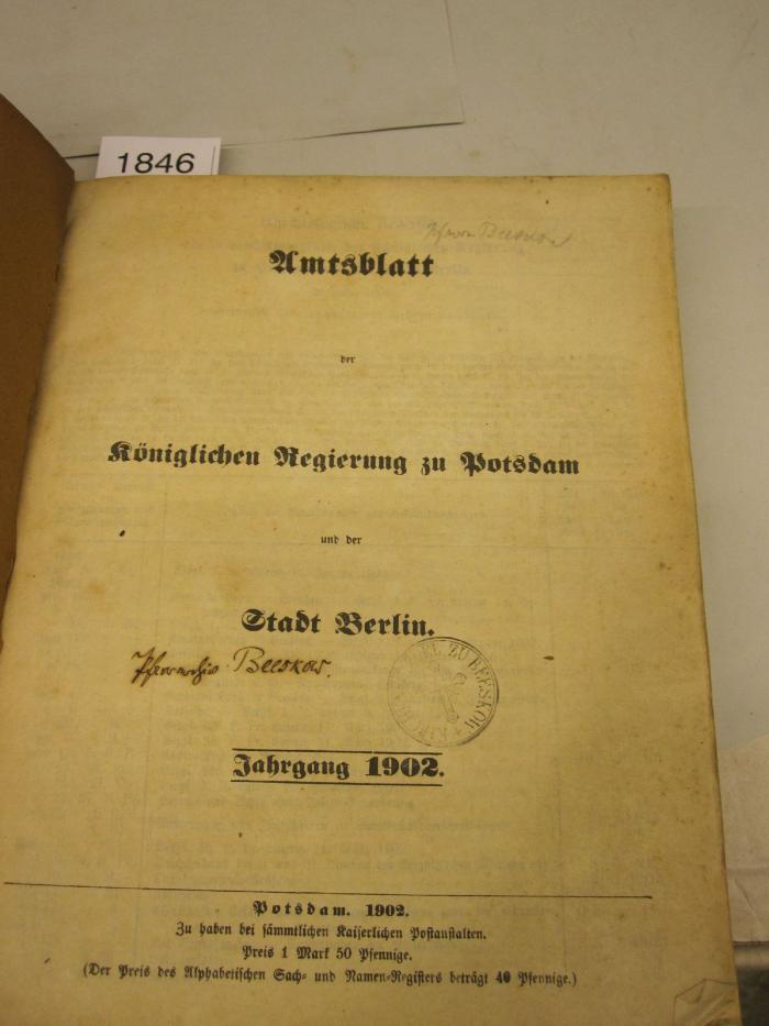  Amtsblatt der Königlichen Regierung zu Potsdam und der Stadt Berlin (1902)