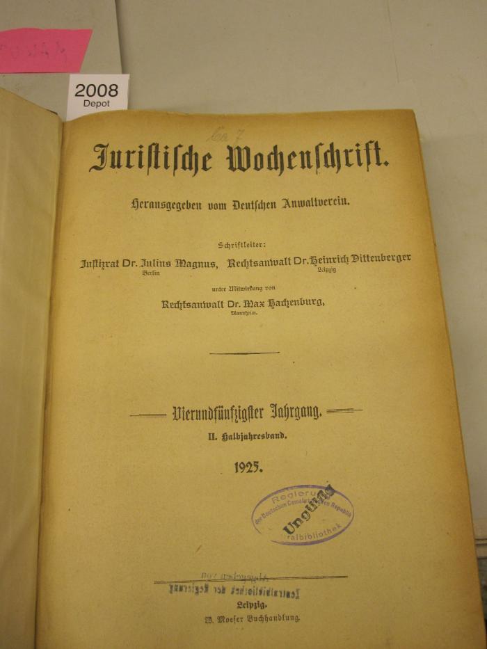  Juristische Wochenschrift (1925)