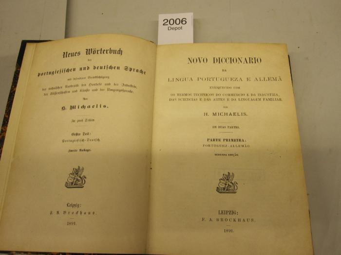  Novo Diccionario da Lingua Portugueza e Allema (1891)