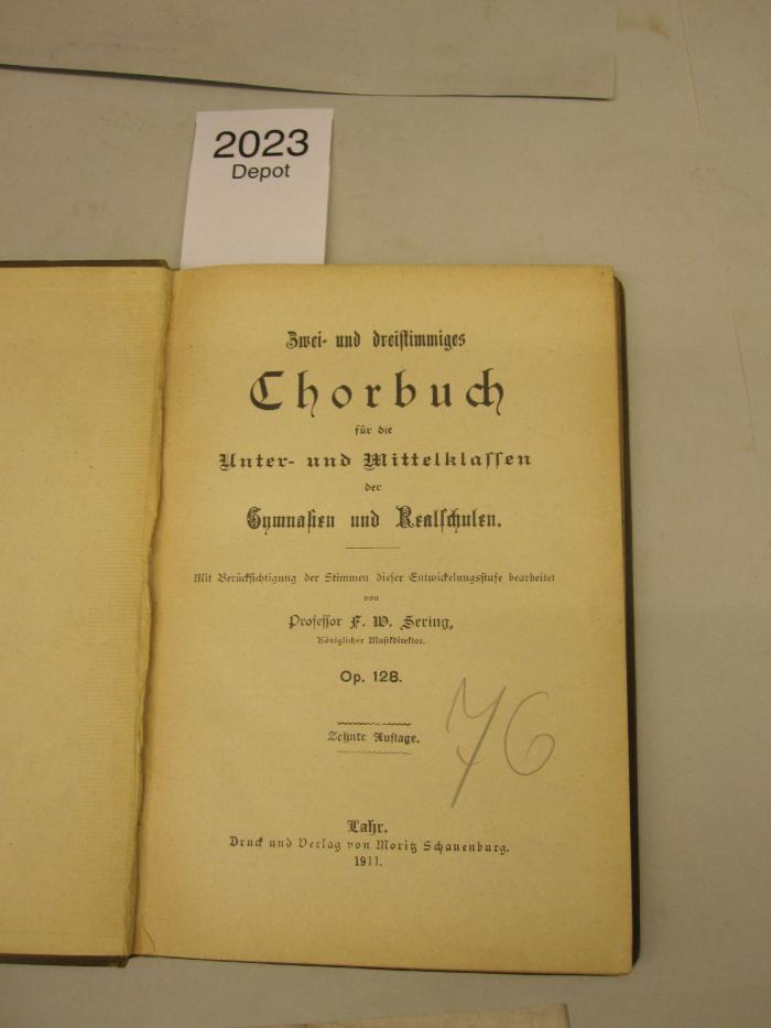 Zwei- und dreistimmiges Chorbuch für die Unter- und Mittelklassen der Gymnasien und Realschulen (1911)