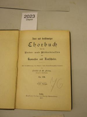  Zwei- und dreistimmiges Chorbuch für die Unter- und Mittelklassen der Gymnasien und Realschulen (1911)