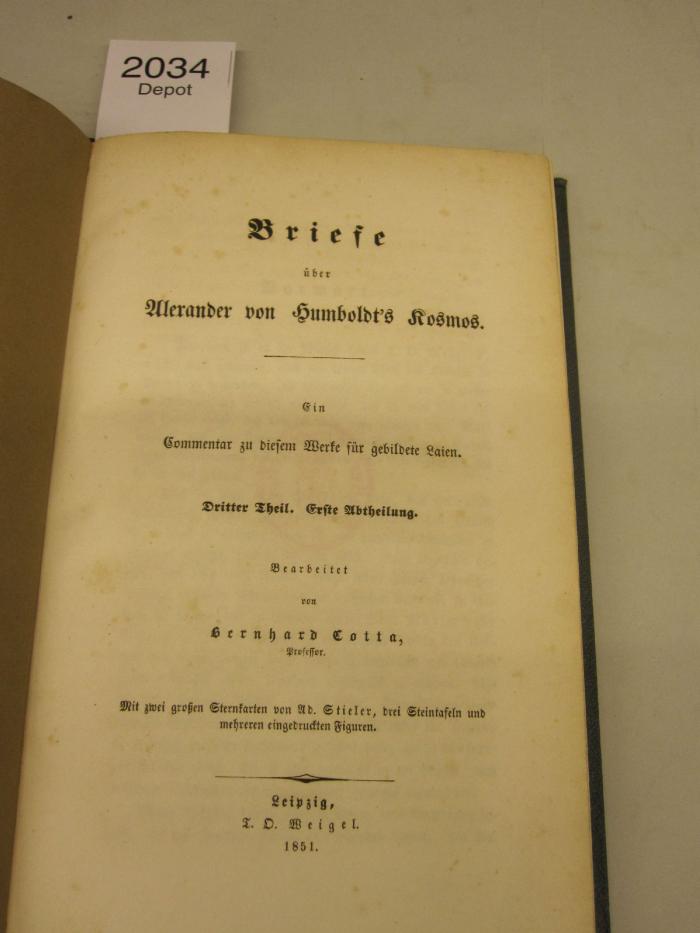  Briefe über Alexander von Humboldt's Kosmos : Ein Kommentar zu diesem Werke für gebildete Laien (1851)