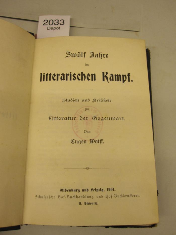 Zwölf Jahre im litterarischen Kampf : Studien und Kritiken zur Litteratur der Gegenwart (1901)