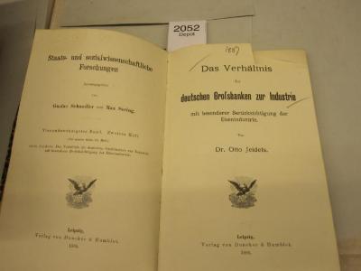 XII 1617: Das Verhältnis der deutschen Großbanken zur Industrie mit besonderer Berücksichtigung der Eisenindustrie (1905)