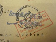 - (Freier Deutscher Gewerkschaftsbund), Stempel: Name, Besitzwechsel; 'Zentralbibl. d. Gew. abgegeben'. 