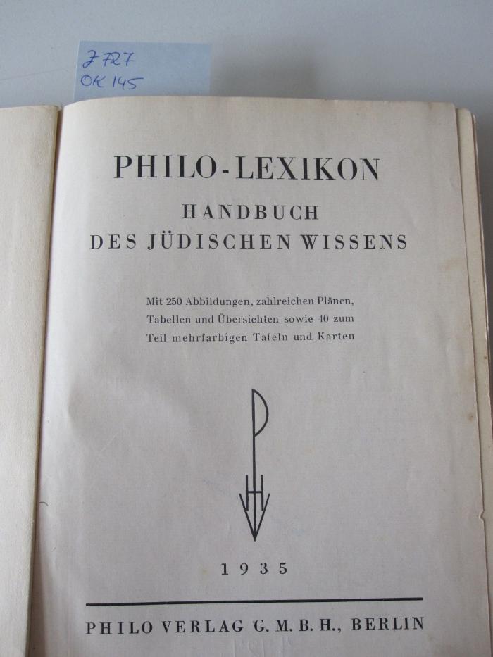 Ok 145: Philo-Lexikon - Handbuch des jüdischen Wissens (1935)
