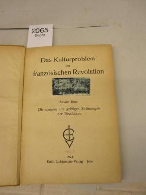 ;IV ;B4bb ;4722: Das Kulturproblem der französischen Revolution (1921)