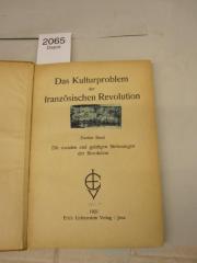 ;IV ;B4bb ;4722: Das Kulturproblem der französischen Revolution (1921)