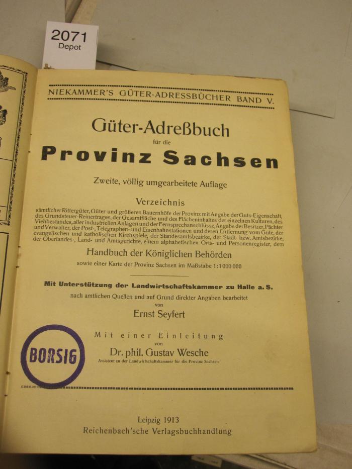  Güter-Adreßbuch für die Provinz Sachsen (1913)