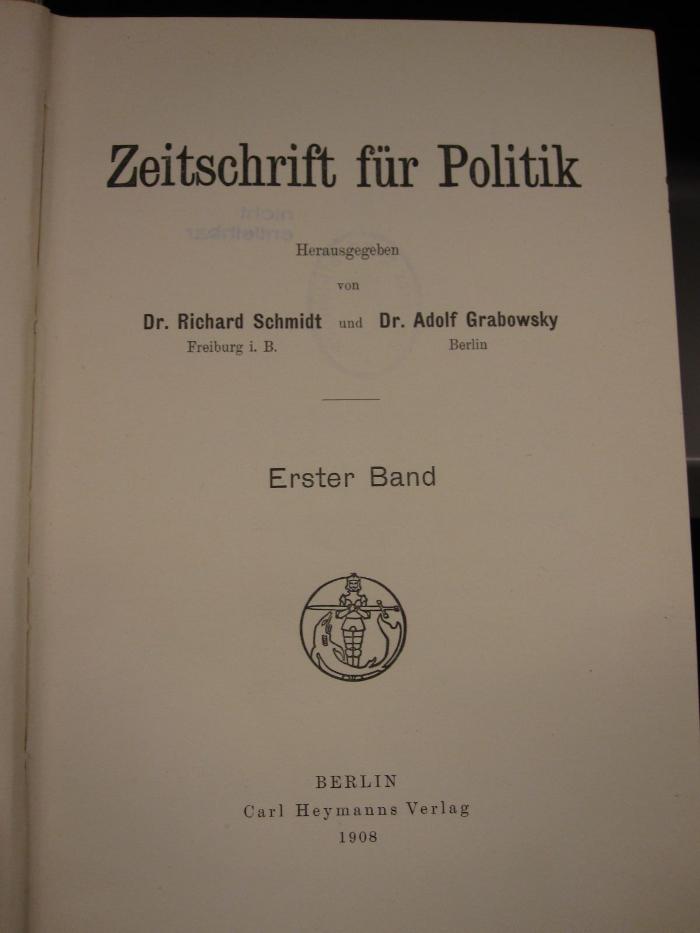 Fa 65 1: Zeitschrift für Politik (1908-1935)