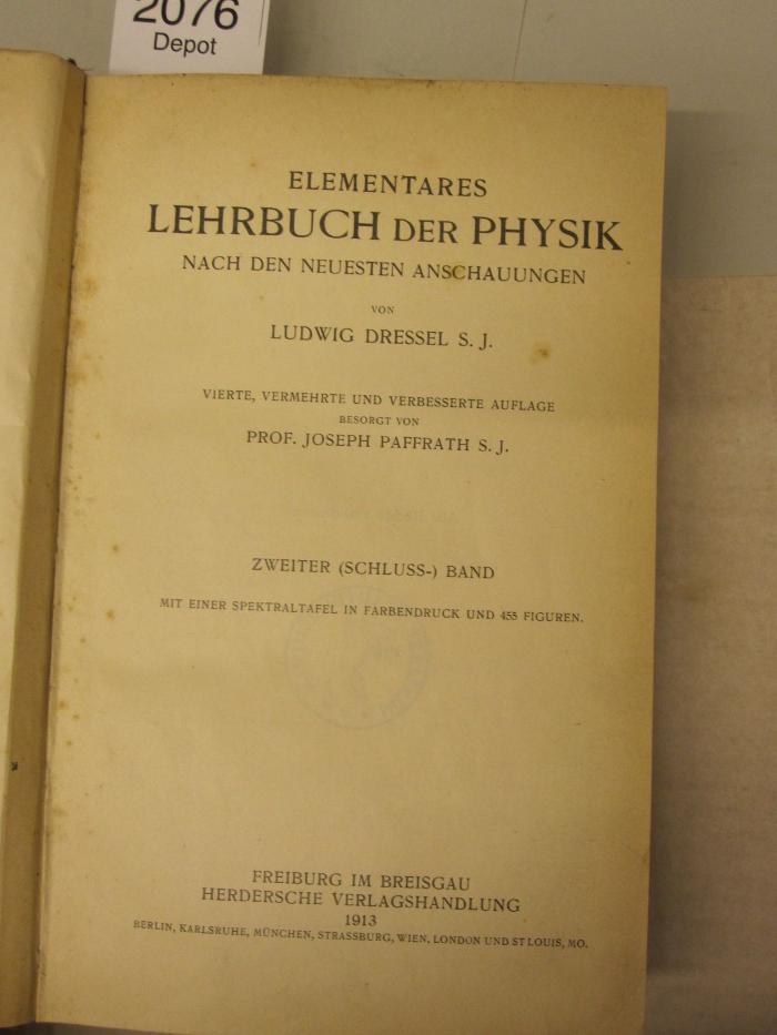  Elementares Lehrbuch der Physik (1913)