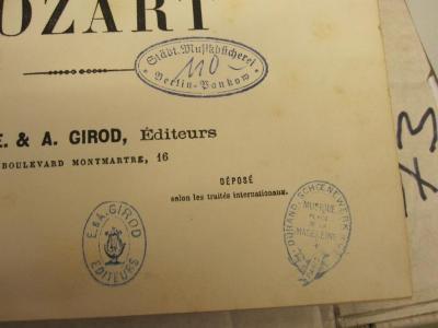  Don Juan;- (E. &amp; A. Girod Editeurs (Verlag)), Stempel: Name; 'E. &amp; A. Girod Editeurs'. ;- (Durand Schoenewerk), Stempel. 