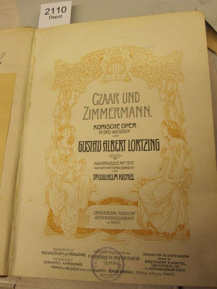  Czaar und Zimmermann : komische Oper in drei Aufzügen (o.J.)