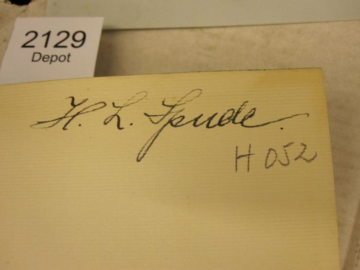  Deutsche Dichtung der Gegenwart;- (Spude, H. L.), Von Hand: Autogramm, Name; 'H. L. Spude'. 