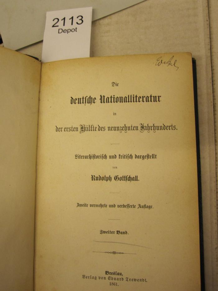  Die deutsche Nationalliteratur in der ersten Hälfte des neunzehnten Jahrhunderts (1861)