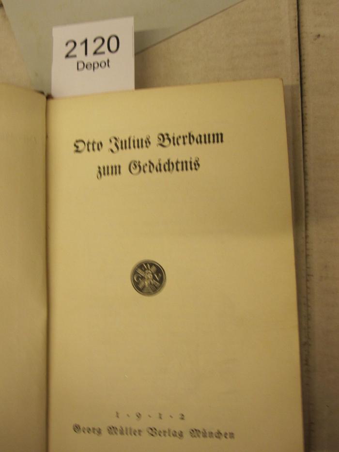  Otto Julius Bierbaum zum Gedächtnis (1912)