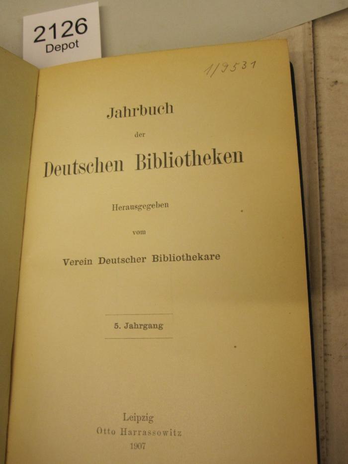  Jahrbuch der deutschen Bibliotheken (1907)