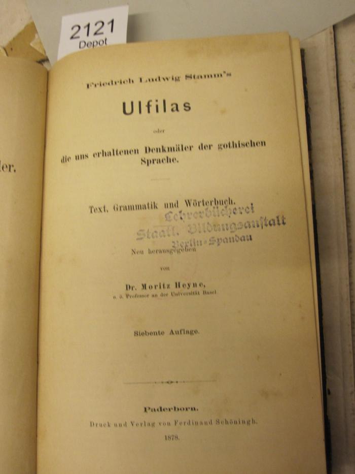  Friedrich Ludwig Stamm's Ulfilas (1878)