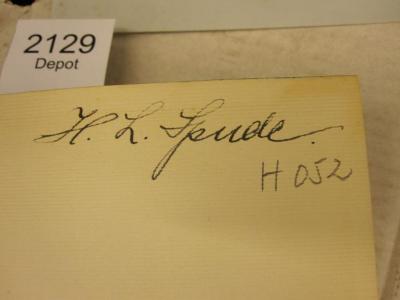  Deutsche Dichtung der Gegenwart;- (Spude, H. L.), Von Hand: Autogramm, Name; 'H. L. Spude'. 