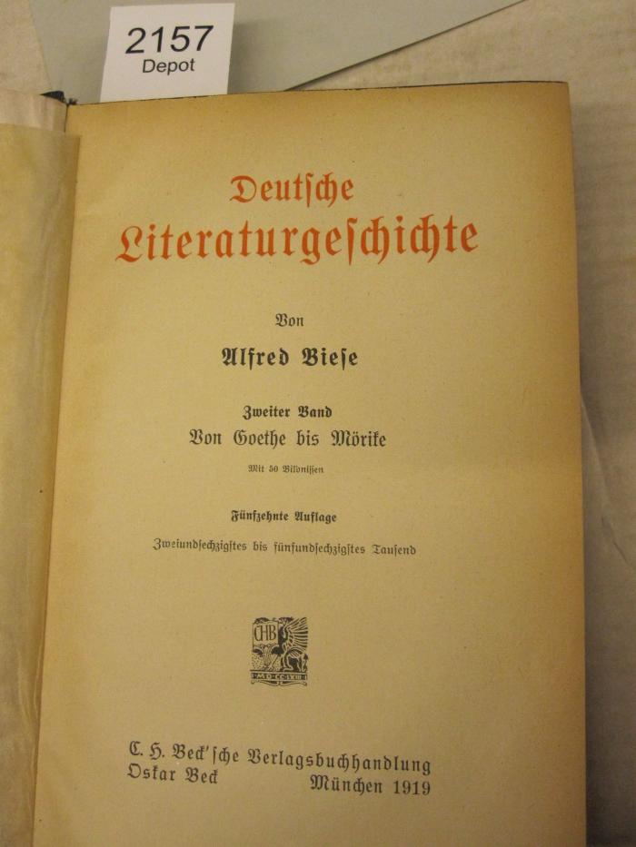  Von Goethe bis Mörike (1919)