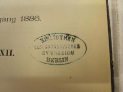 - (Königstädtisches Gymnasium (Berlin)), Stempel: Name, Ortsangabe, Berufsangabe/Titel/Branche; 'Bibliothek
Königstädtisches
Gymnasium
Berlin'.  (Prototyp)