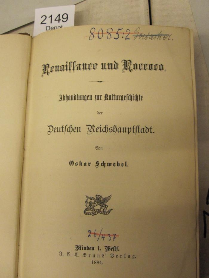  Renaissance und Roccoco: Abhandlungen zur Kulturgeschichte (1884)