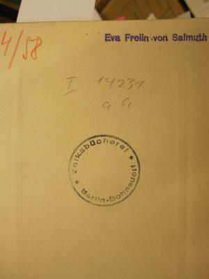  Marie von Moltke (1893);- (Salmuth, Eva Freiin von), Stempel: -; 'Eva Freiin von Salmuth'. 