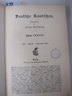  Deutsche Rundschau (Juli-August-September 1906) (1906)