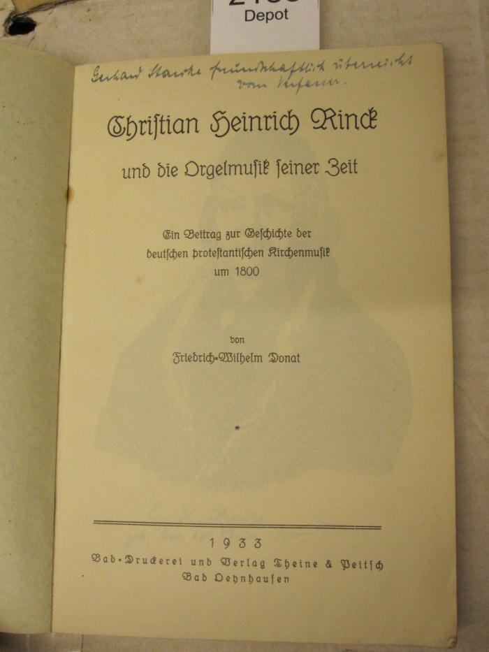  Christian Heinrich Rinck und die Orgelmusik seiner Zeit (1933)