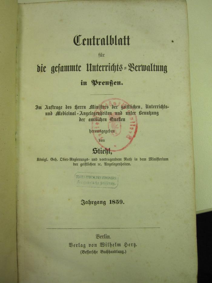  Centralblatt für die gesamte Unterrichts-Verwaltung in Preußen (1859)